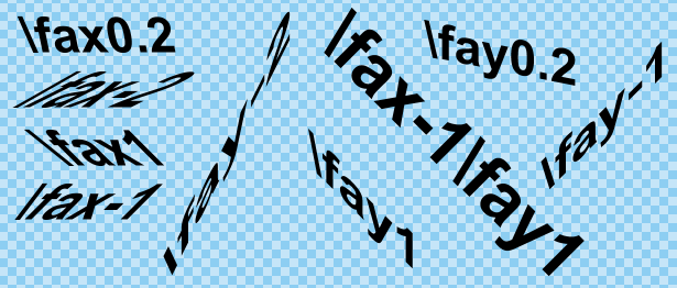 Demonstration of \fax and \fay tags